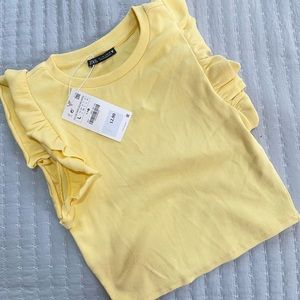 Zara yellow ruffle top